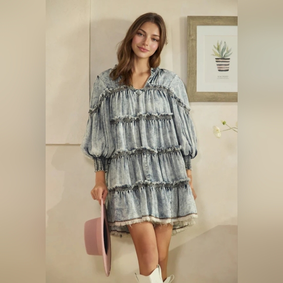 Oli & Hali Dresses & Skirts - #1293 Oli & Hali WASHED TIERED TENCEL SHORT DRESS